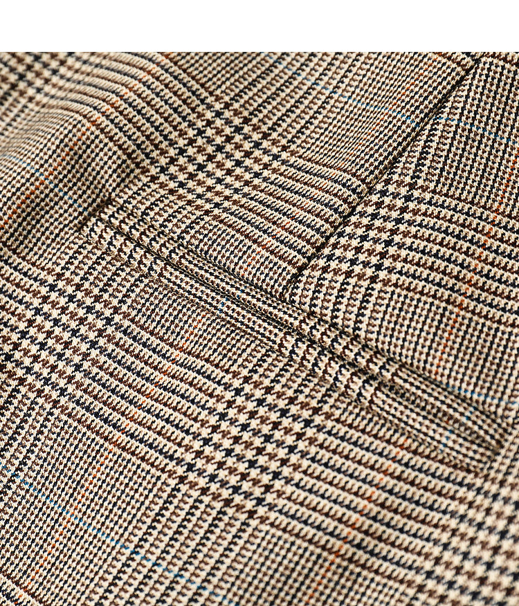 Plaid Wide-Leg Trousers in brown plaid - view 4