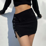 Off-Shoulder Knit Crop Sweater and Mini Skirt Set in black - view 6