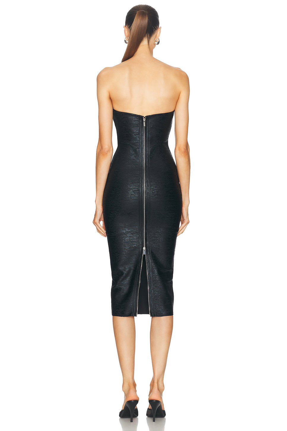 Metallic Strapless Bandage Midi Dress in black - view 6