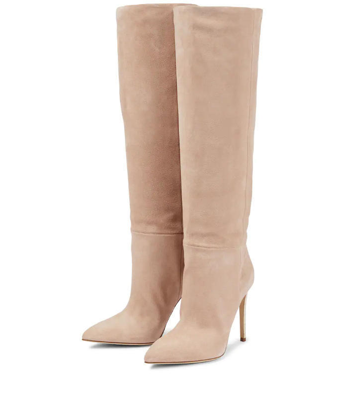 Suede Stiletto Knee-High Boots in tan - view 4