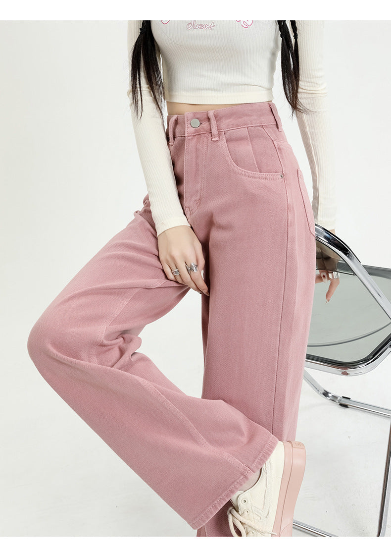 Pink High-Waist Wide-Leg Jeans in pink - view 4