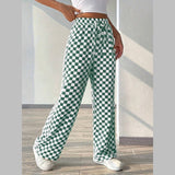 Checked High Waist Wide Leg Pants in green - view 3