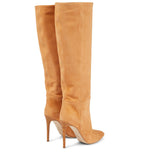 Suede Stiletto Knee-High Boots in tan - view 3