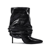 Croc-Embossed Slouch Stiletto Ankle Boots in black - view 2