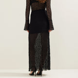 Sheer Black Lace Maxi Skirt in black - view 5