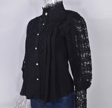 Vintage Crochet Lace High-Neck Blouse in black - view 3