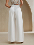 White High-Waist Wide-Leg Trousers in white - view 2