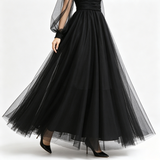 Black Tulle Lace Collar Maxi Dress in black - view 2