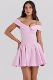 Pink Satin Off-Shoulder Corset Mini Dress in pink - view 6