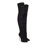 Ruched Stretch Stiletto Over-the-Knee Boots in black - view 3