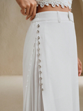 White High-Waist Wide-Leg Trousers in white - view 4