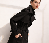 Double-Breasted Belted Trench Coat in black - view 4