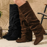 Faux Suede Slouchy Knee-High Boots in brown - view 2