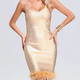 Gold Foil Strapless Bodycon Mini Dress in gold