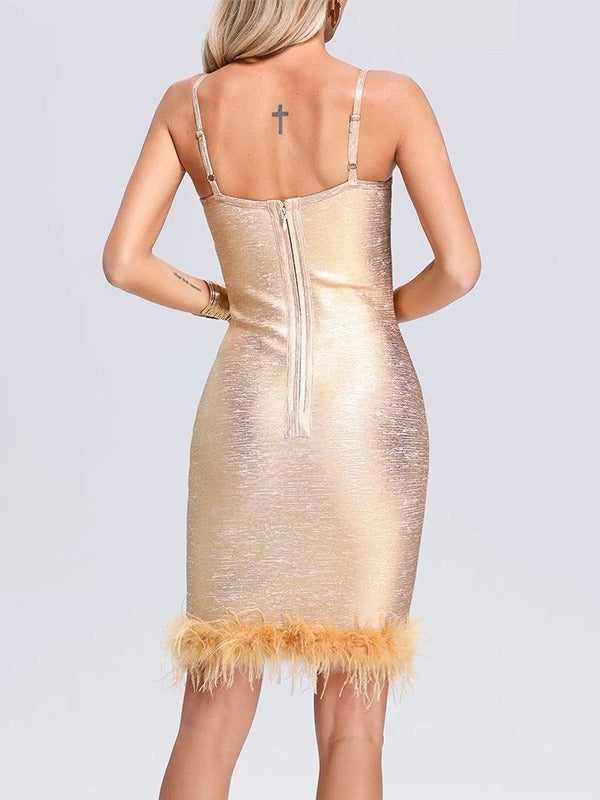 Gold Foil Strapless Bodycon Mini Dress in gold - view 3