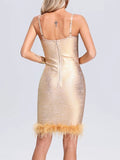 Gold Foil Strapless Bodycon Mini Dress in gold - view 3