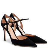 Black Suede Cutout Ankle-Strap Pumps in black - view 2
