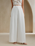 White High-Waist Wide-Leg Trousers in white - view 3