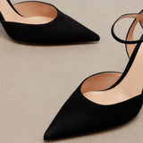 Black Suede Cutout Ankle-Strap Pumps in black - view 4
