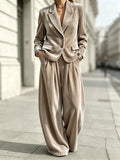 Velvet Blazer and Wide-Leg Trouser Suit in taupe - view 6