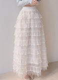 White Tiered Ruffle Maxi Skirt in white - view 5