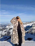 Snow Leopard Faux Fur Long Coat in snow leopard - view 2