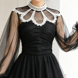 Black Tulle Lace Collar Maxi Dress in black - view 4