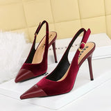 Velvet Pointed-Toe Slingback Heels in burgundy - view 2
