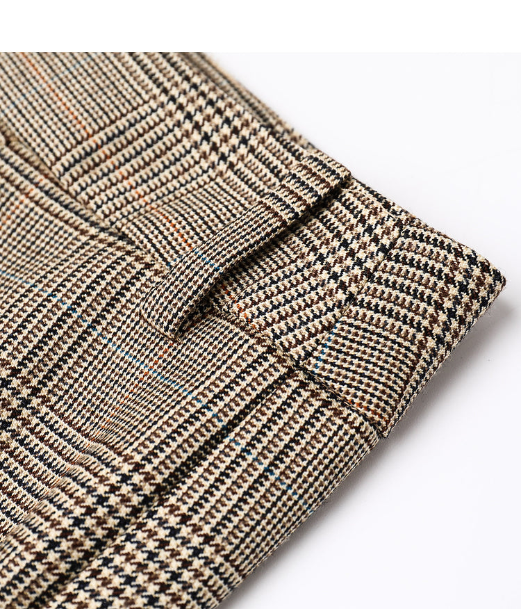 Plaid Wide-Leg Trousers in brown plaid - view 5