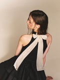 Halter Tiered Mini Dress with Bow Back in black - view 5