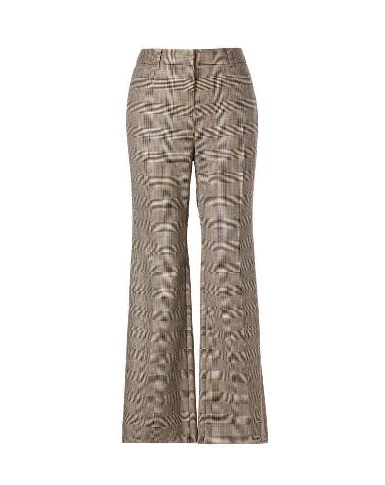 Plaid Wide-Leg Trousers in brown plaid