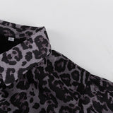 Leopard Print Chiffon Long Sleeve Tiered Mini Dress in leopard - view 4