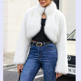 Cropped Faux Fur Bolero Jacket in white - view 3