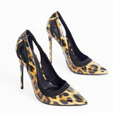 Leopard Patent Cutout Stiletto Pumps in leopard - view 2