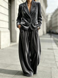 Velvet Blazer and Wide-Leg Trouser Suit in charcoal - view 5