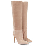 Suede Stiletto Knee-High Boots in tan - view 6
