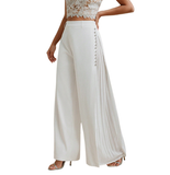 White High-Waist Wide-Leg Trousers in white
