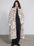 Snow Leopard Faux Fur Long Coat in snow leopard
