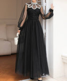 Black Tulle Lace Collar Maxi Dress in black - view 6