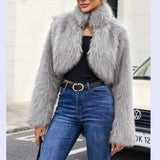 Cropped Faux Fur Bolero Jacket in grey - view 5
