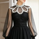Black Tulle Lace Collar Maxi Dress in black - view 5