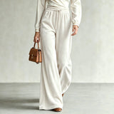 Velvet Straight Wide-Leg Trousers in black - view 3