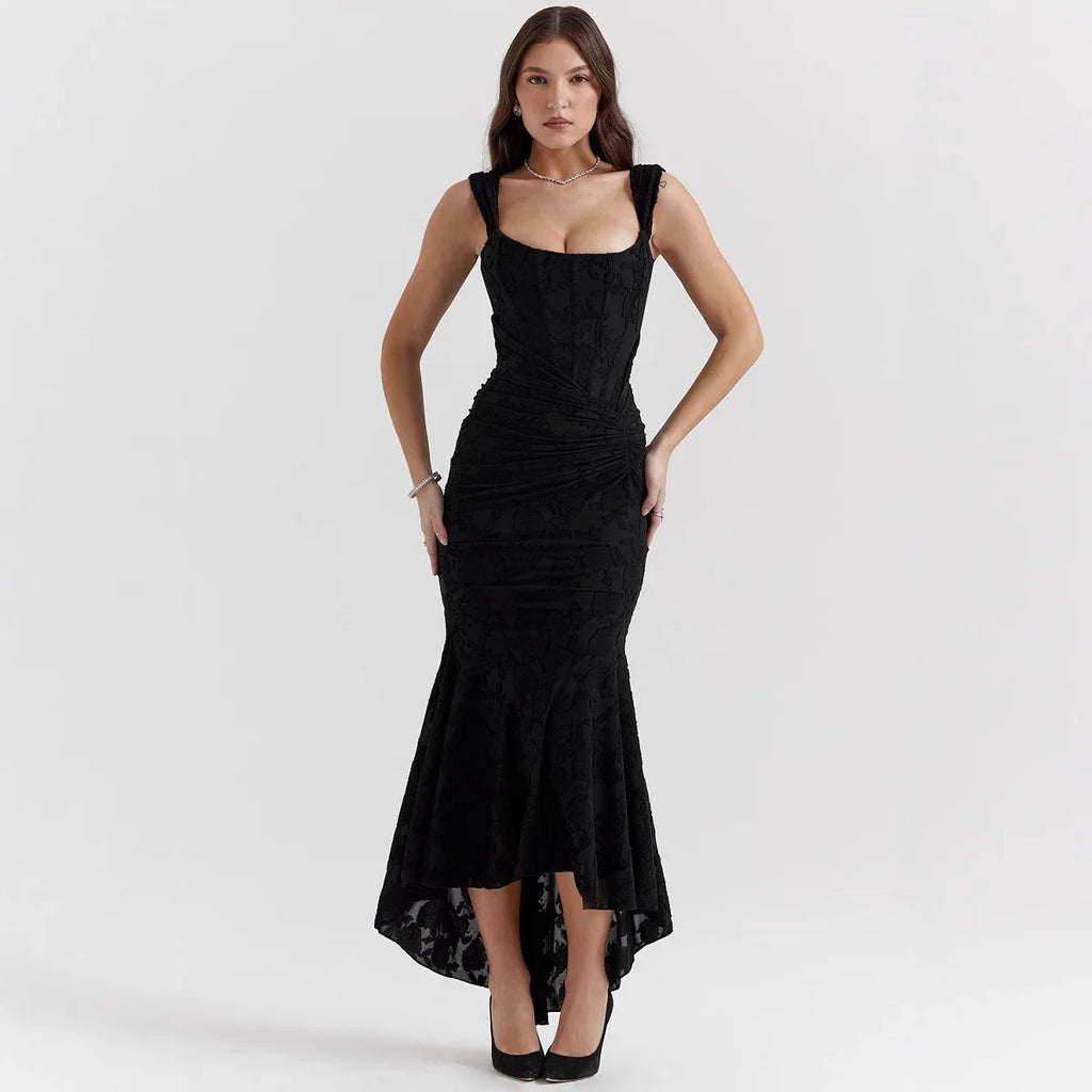 Strapless Lace Mermaid Maxi Dress in black - view 4