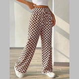 Checked High Waist Wide Leg Pants in brown - view 4