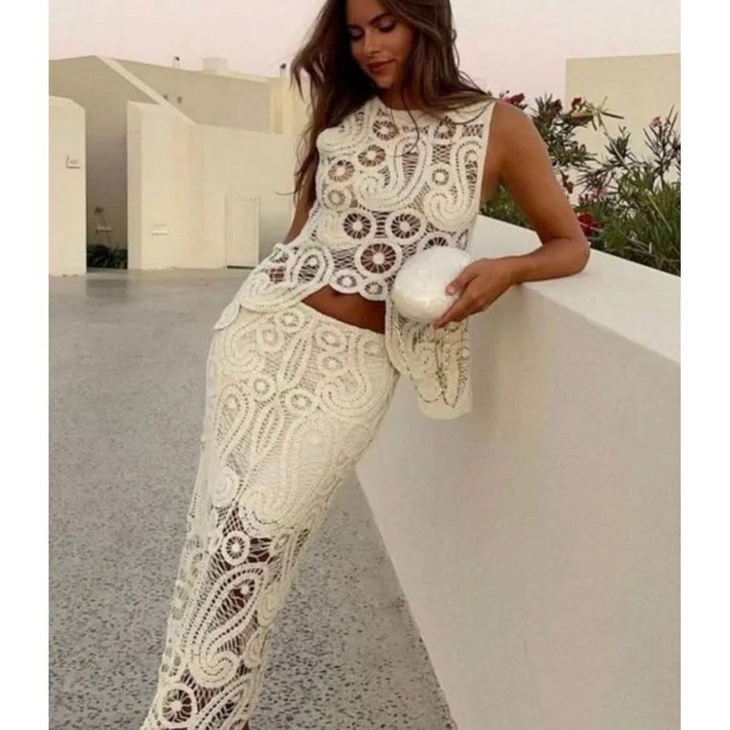 White Embroidered 2 piece Set - view 2