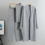 Three-Piece Knit Set with Long Cardigan in grey – view 5