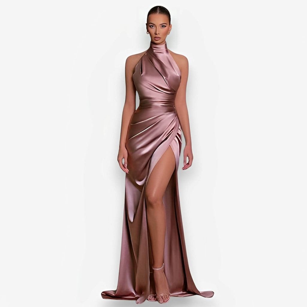 Halter neck slit slim dress - dresses from The Woman Concept