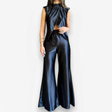 Two-piece loose flared suit