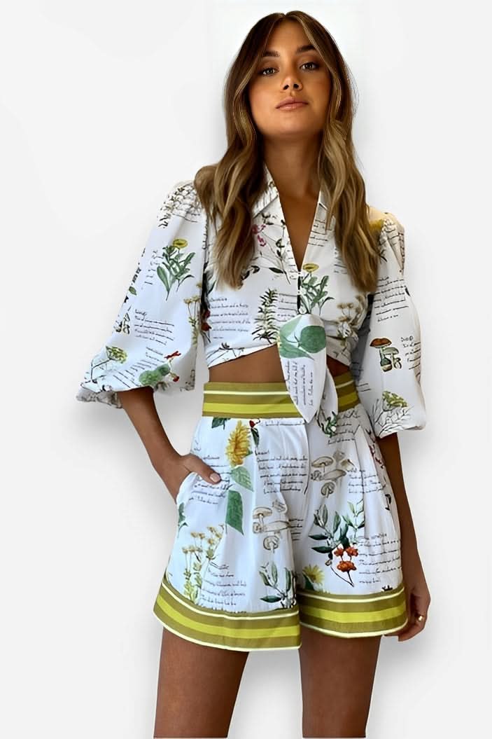 Belly-Revealing Short Top High Waist Shorts Suit - Short suit from The Woman Concept