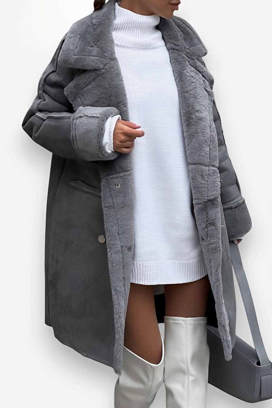Furry Suede long Coat - Coats & Jackets from The Woman Concept